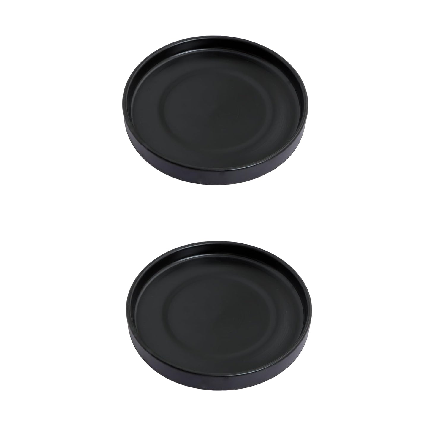Woiida 12 inch Matte Blcak Ceramic Plant Saucer Set of 2 with Plant Saucer mat