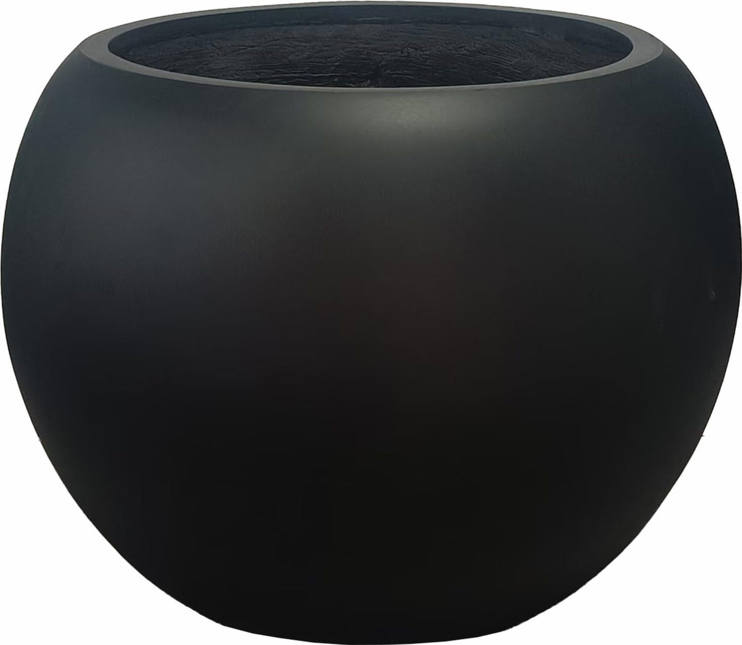 Panlaolao 13.5 H x 17" Dia (12" Pot Opening) Round Fiberstone Planter with Drainage Hole, Black, Indoor/Outdoor Large Plant Pot for Home Patio Garden, Ideal for Large Plants