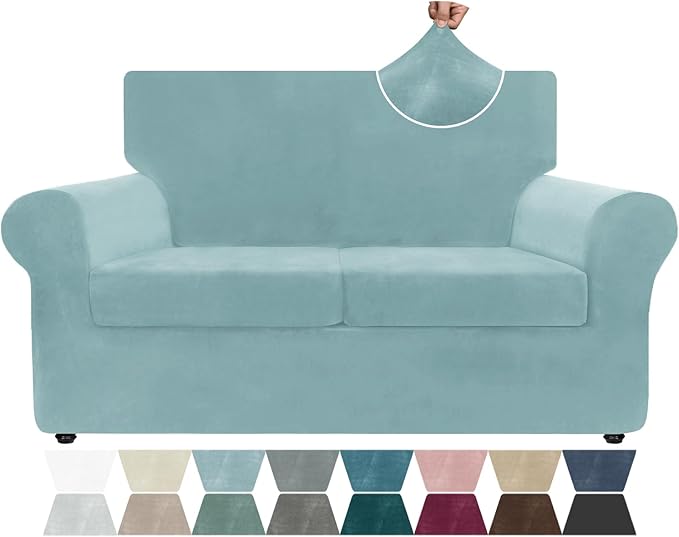 ZNSAYOTX Luxury Velvet Sofa Cover 3 Piece Stretch Loveseat Covers