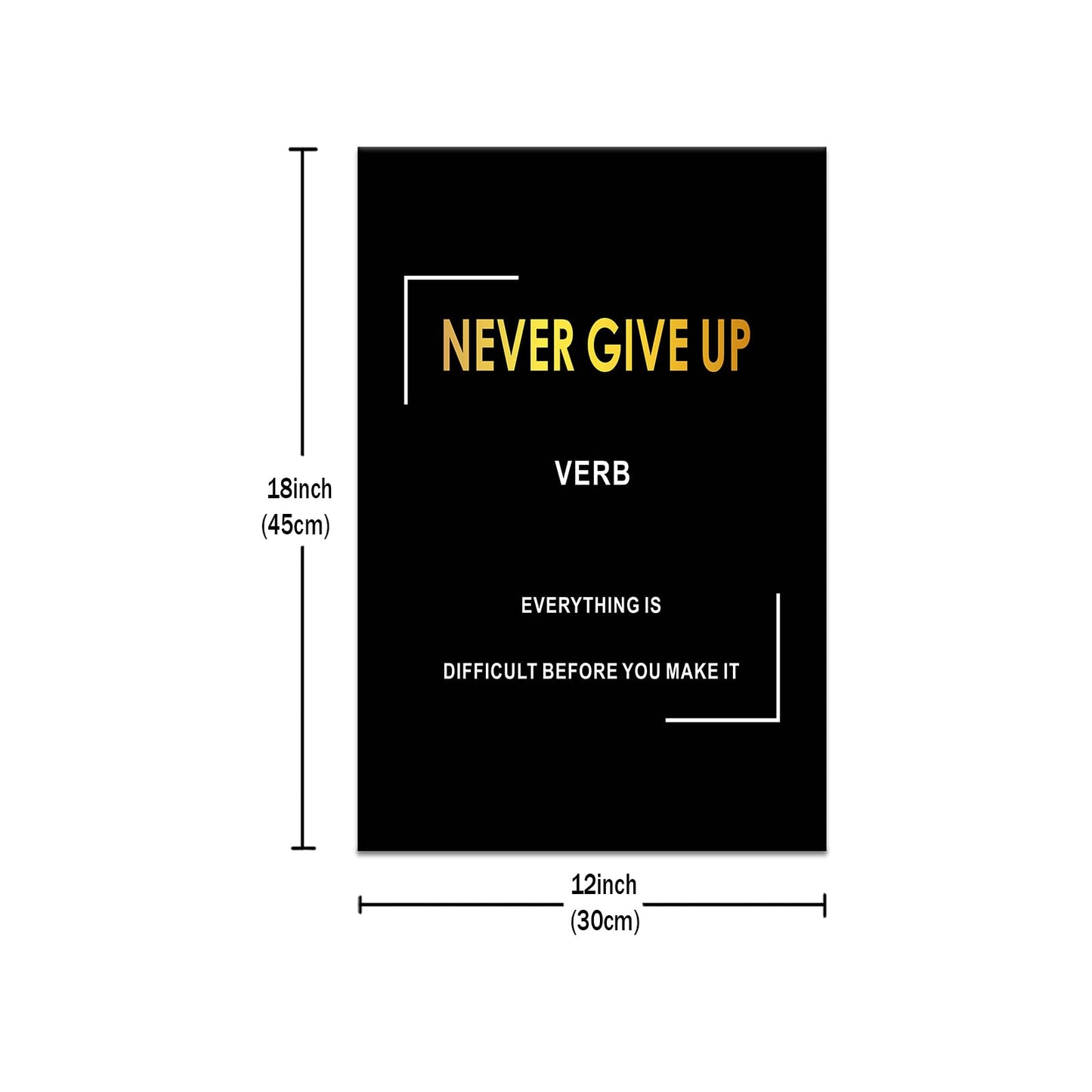 Motivational Canvas Wall Art Inspirational Never Give Up Motto Picture Poster Artwork Inspiring Success Quotes Painting Print for Gym Bedroom Living Room Wall Decoration Ready to Hang [12''Wx 18''H]