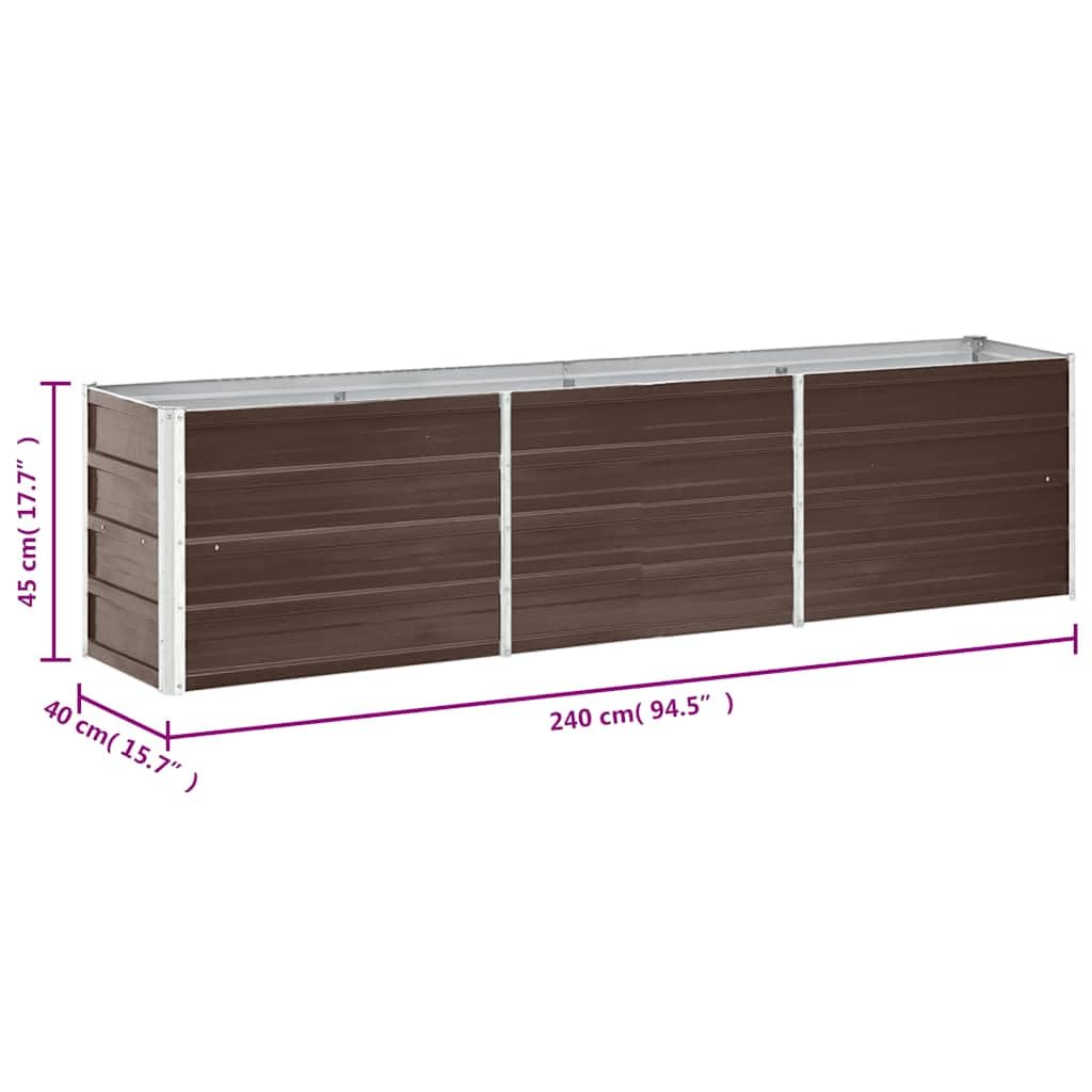 SKM Large Galvanized Steel Raised Garden Bed Brown 94.5x15.7x17.7 in,Brown (Weight 15.39KG)