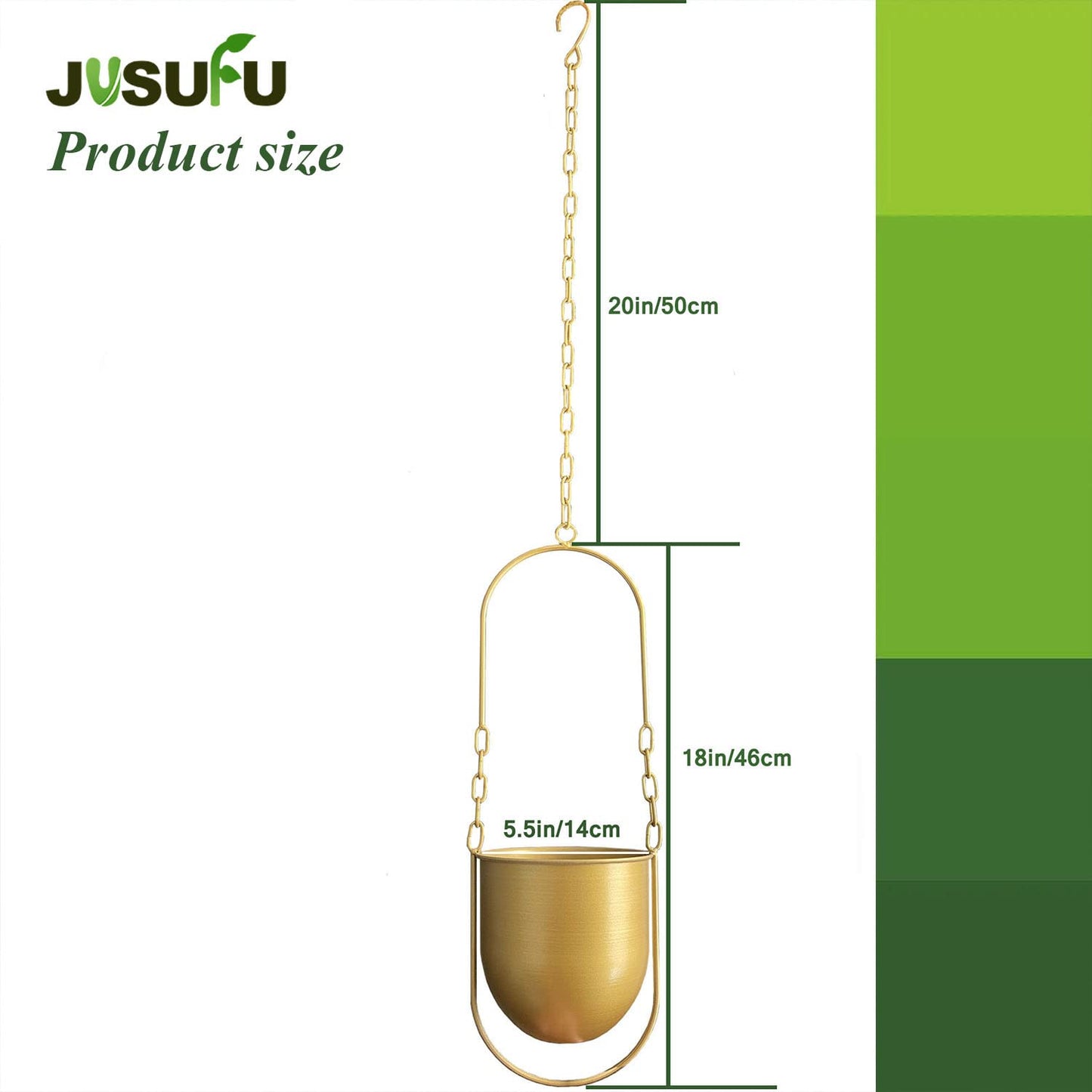 JUSUFU Metal Hanging Planters, Gold Hanging Planters for Indoor & Outdoor Plants, No Plant incld(Gold)