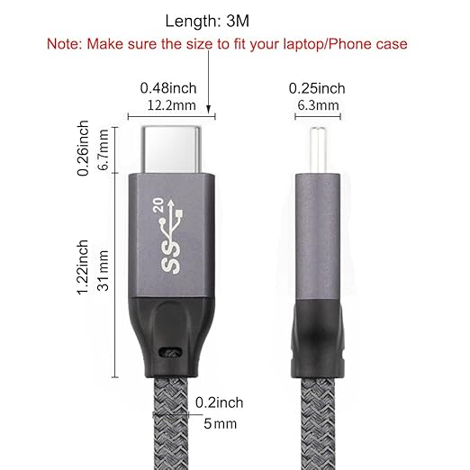 QCEs USB C to USB C Cable 10Ft, USBC 3.2 Gen 2 Cable 4K Video 100W PD Charging Cable, 20Gbps Data for USB4/Thunderbolt 3/4 Compatible with MacBook Pro/Air, iPad Pro, iPhone 16 Galaxy S25, Quest