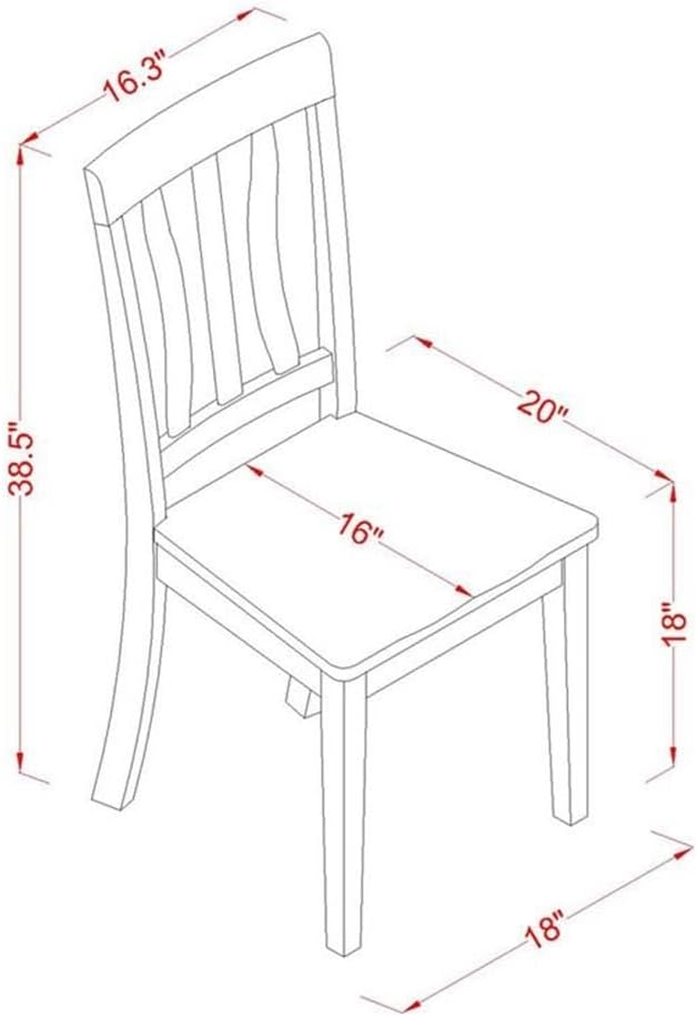 East West Furniture ANC-OAK-W Antique Dining Room Chairs