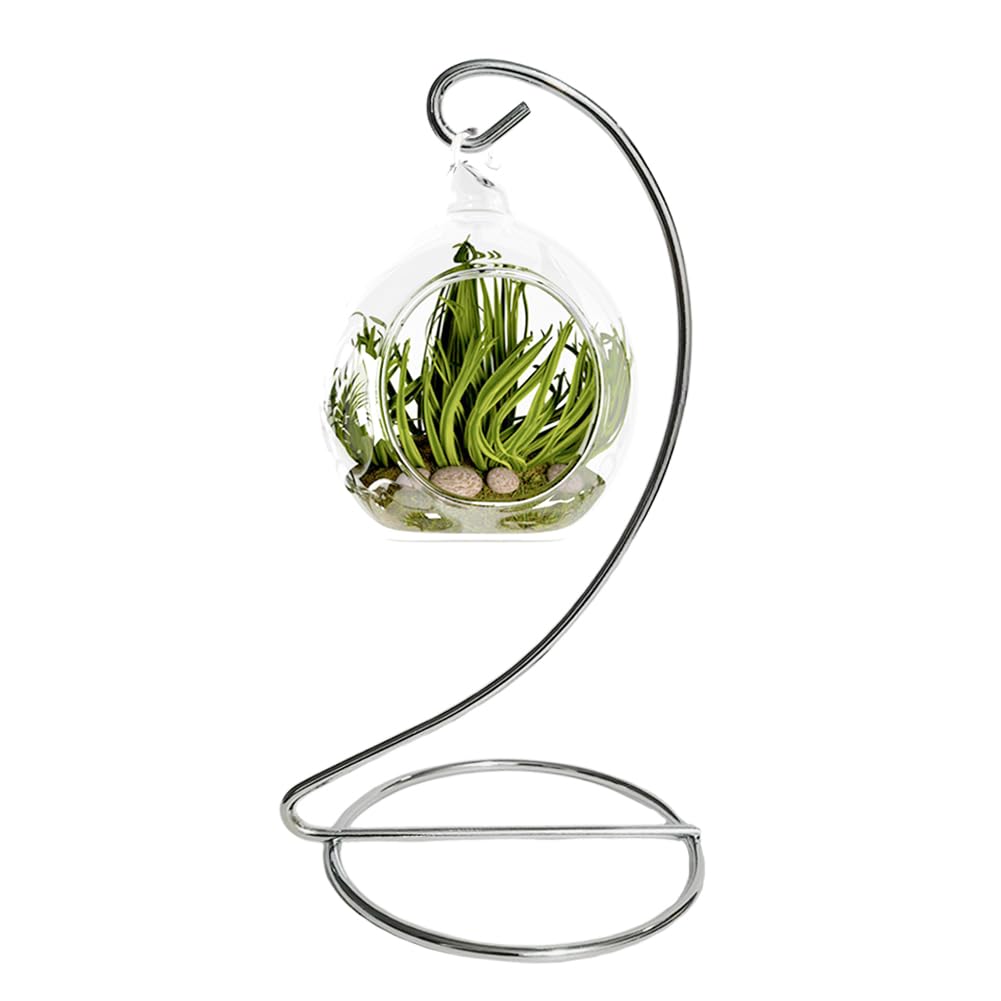 Fosinz 6 Inch Silver Ornament Display Stand, Metal Ornament Hanger Stand for Hanging Glass Globe, Air Plant Terrarium, Christmas Ornament, Witch Ball, Home Office Wedding Decoration (Sliver)
