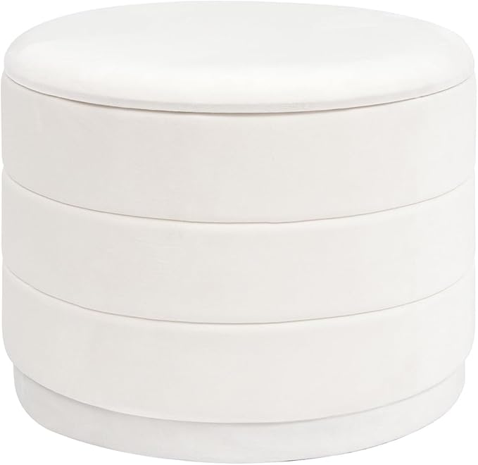 23" Upholstered Round Velvet Ottoman