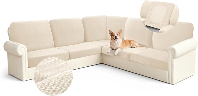 Arfntevss Velvet Sectional Couch Covers L Shape Couch Cushion Covers Slipcovers