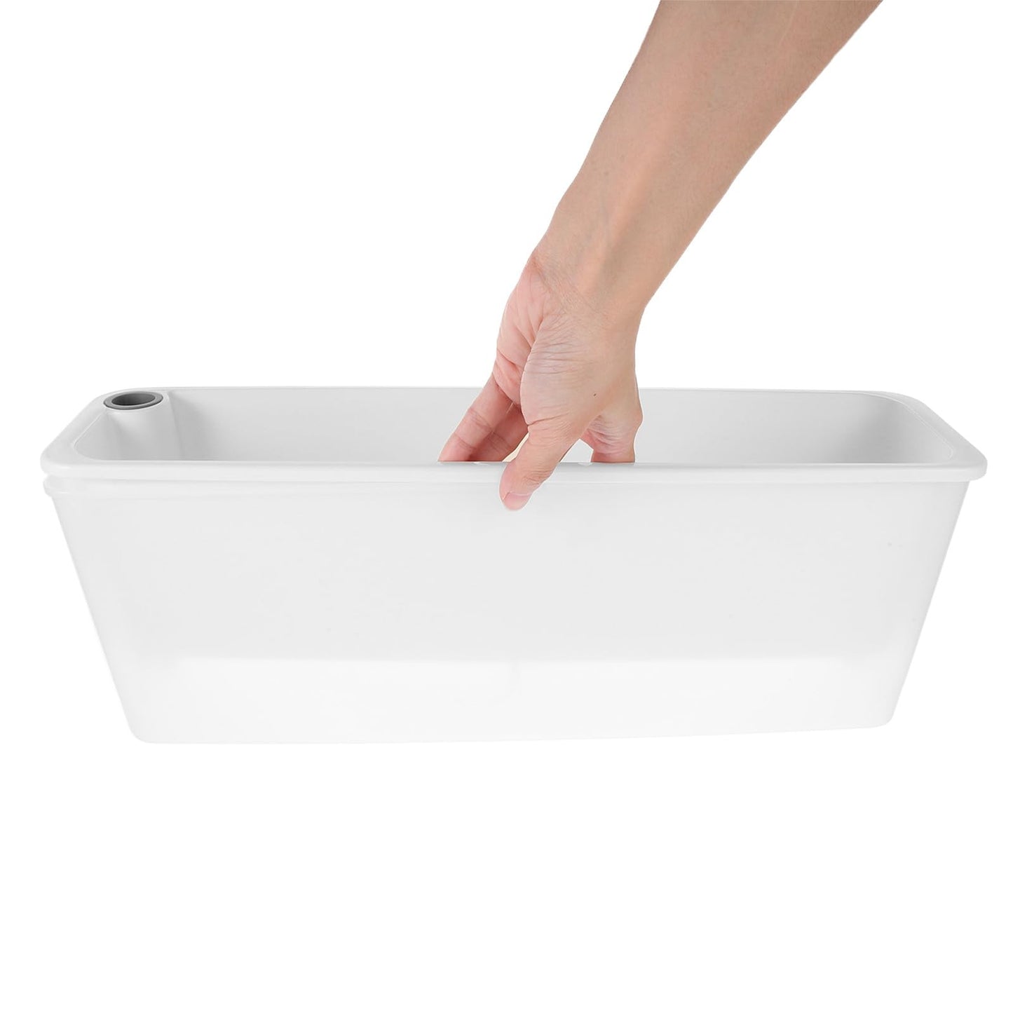 BESTonZON Rectangular Herb Planter Box with Water Reservoir for Balcony and Windowsill, Plastic Window Planter for Indoor and Outdoor Gardening, Narrow Long Trough Container,