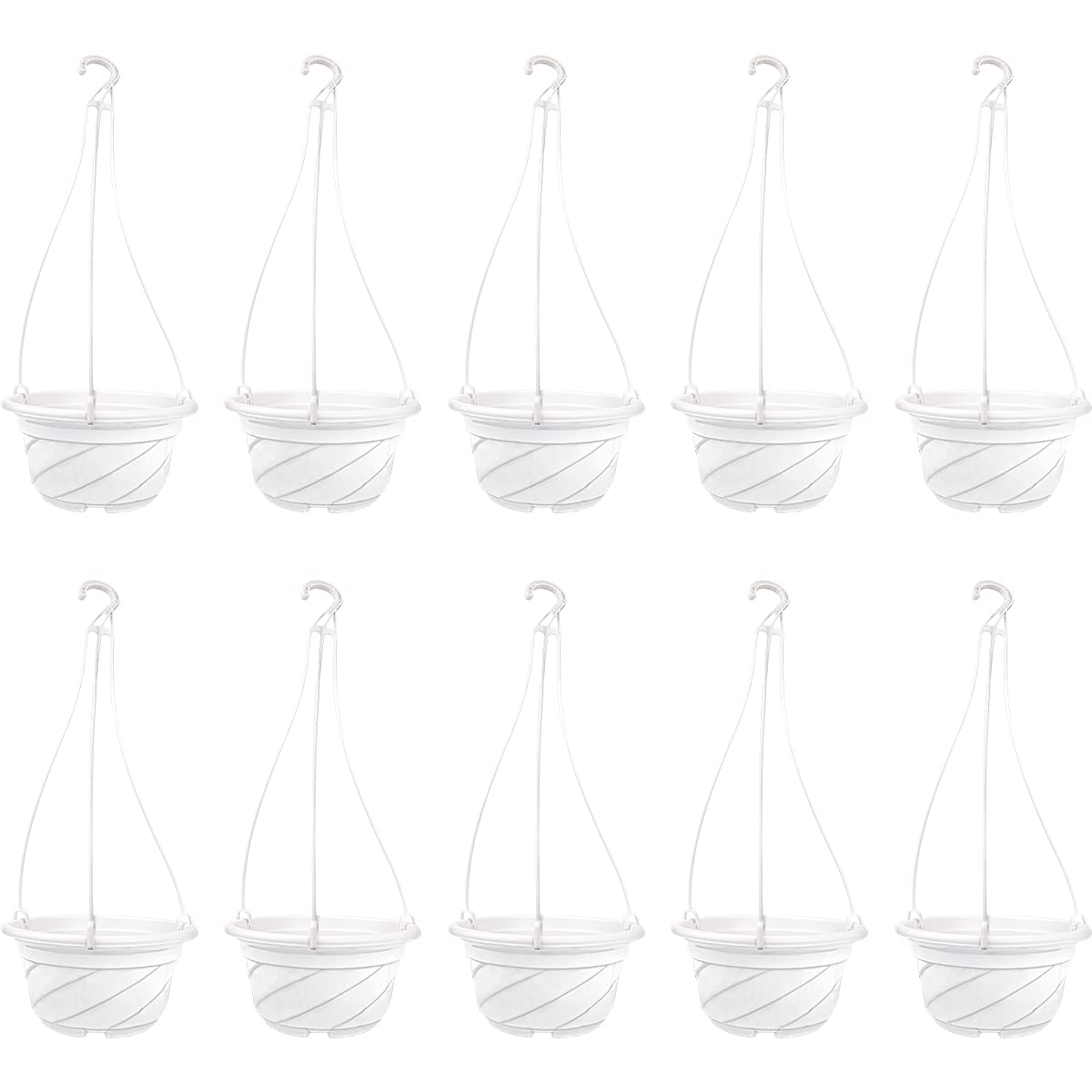 LNQ LUNIQI 10 Pcs Hanging Plastic Flower Pots Planter Basket Orchid Flower Plant Seeding Nursery Pot for Outdoor Indoor Plants and Home Garden Balcony Decoration (White)