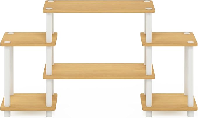 Furinno Turn-N-Tube No Tools Entertainment TV Stands, Beech/White, Square Corner
