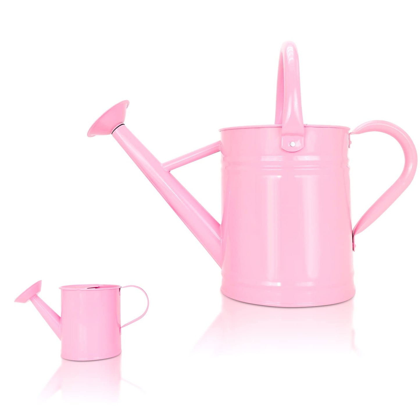 Lechloris Metal Watering Can (1 Gallon) for Outdoor&Indoor Plants with Free Small Watering can for Kids, Plant Watering Can with Removable spout, Perfect for Garden Flower, Houseplants, Pink