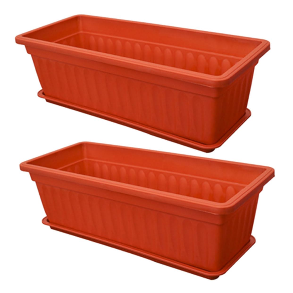 DOITOOL 2pcs Rectangular Porch Planting Pots for Balcony Planting Pots Rectangular Patio Saucers for Outdoor Indoor Gardening