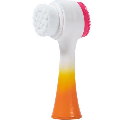 Face Brush 2 in 1, Facial Cleansing Exfoliating Scrubber Brush, Silicone Double Side Manual Face Wash Scrub Brush with Soft Bamboo Charcoal Fiber for Deep Pore Cleansing, Massaging, Skin Care