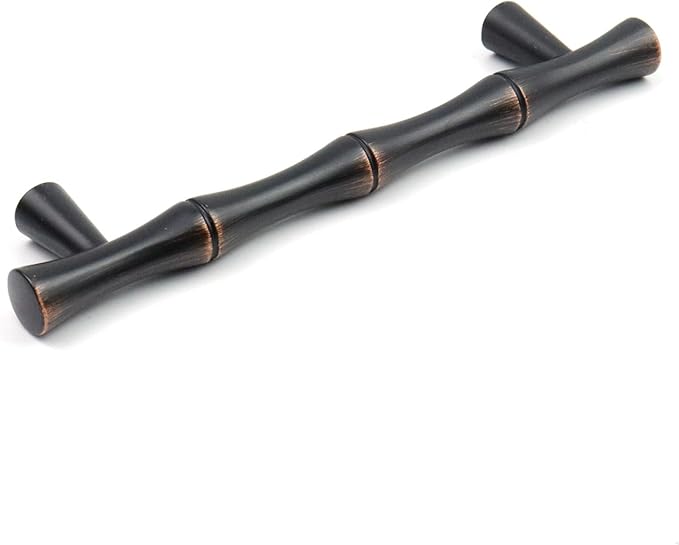 2PCS Bamboo Zinc Alloy Cabinet Handles, 3.8 Inch Hole Distance Black and Red