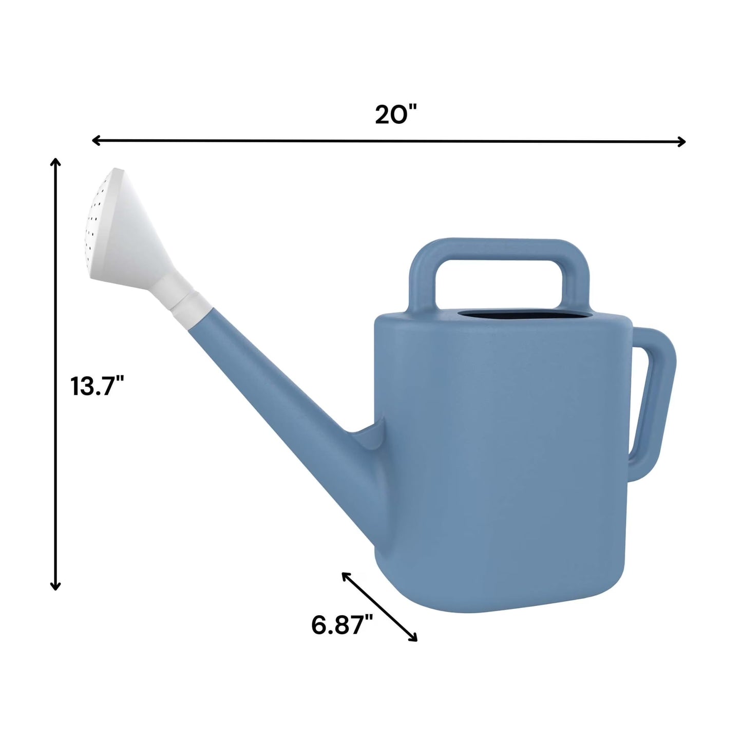 2 Gallon Resin Watering Can Blue - Top & Side Dual Handle for Easy Carry & Pour, Offset Opening Mess-Free Refill, Sturdy Garden Watering Can for Indoor & Outdoor Plants