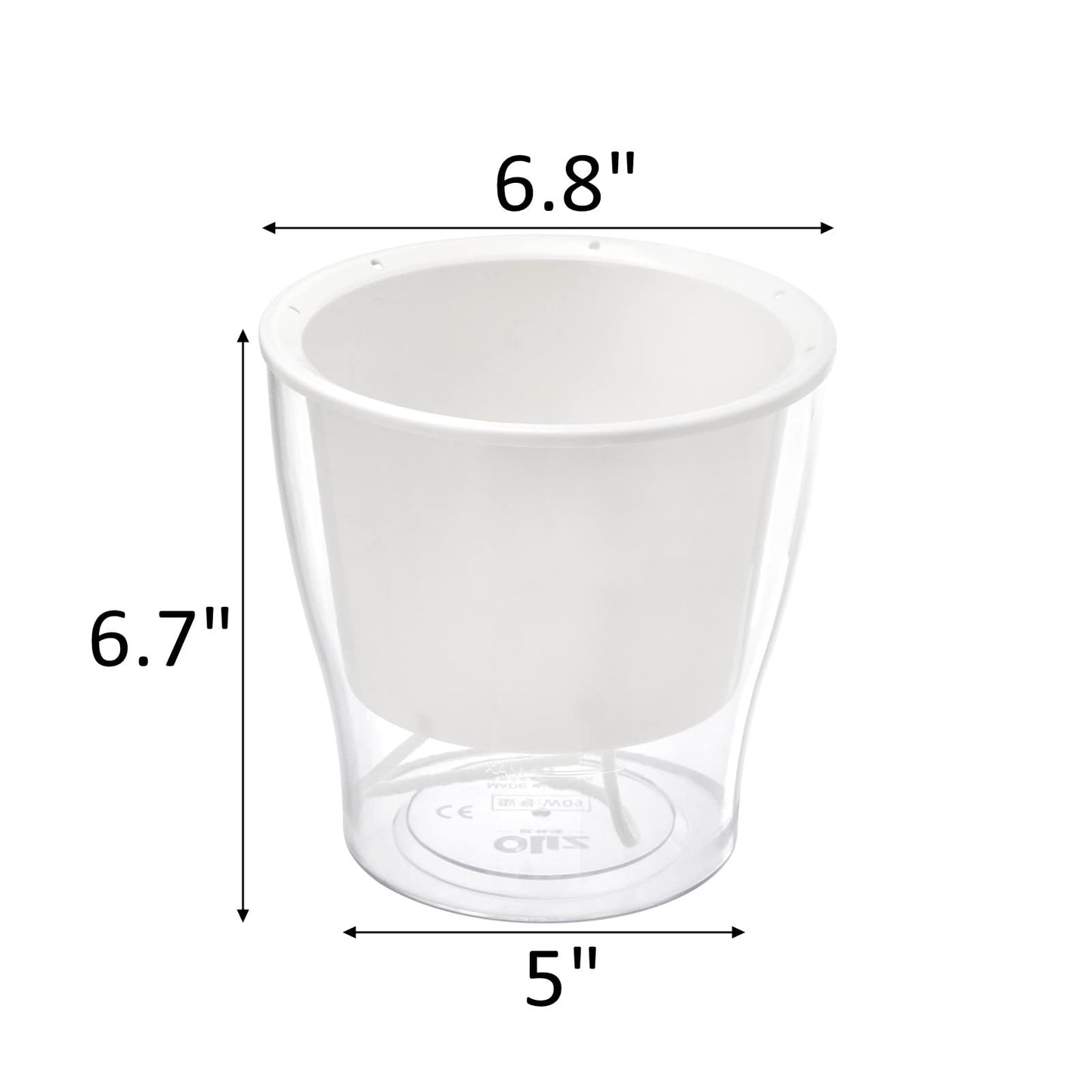 ZOOFOX 4 Pack Self Watering Pots for Indoor Plants, 7 Inch Large Clear Plastic Automatic-Watering Plant Pot, Modern Decorative Pot for Indoor Plants, Flowers, Herb, Aloe, Orchid, African Violets