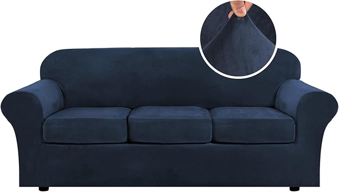 H.VERSAILTEX Modern Velvet Plush 4 Piece High Stretch Sofa Slipcover Sofa Cover