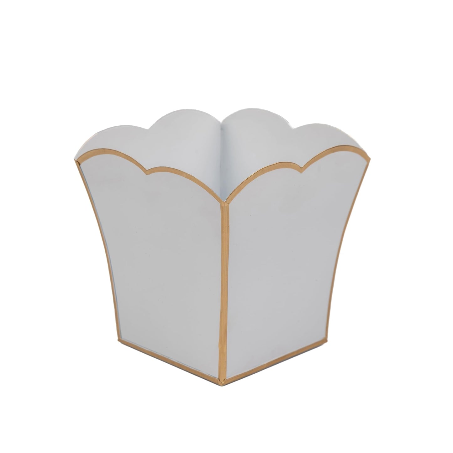 Jaye's Studio Decorative Square Cachepot Flower Pot, House Plant Pot Indoor, Modern Scalloped Planter, Boho Planter, Metal Pot - Floor, Tabletop, Porch & Window Planter for House Decor