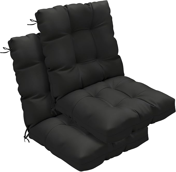 Outdoor Chair Cushions Set of 2, High Back Soft Seat Pad