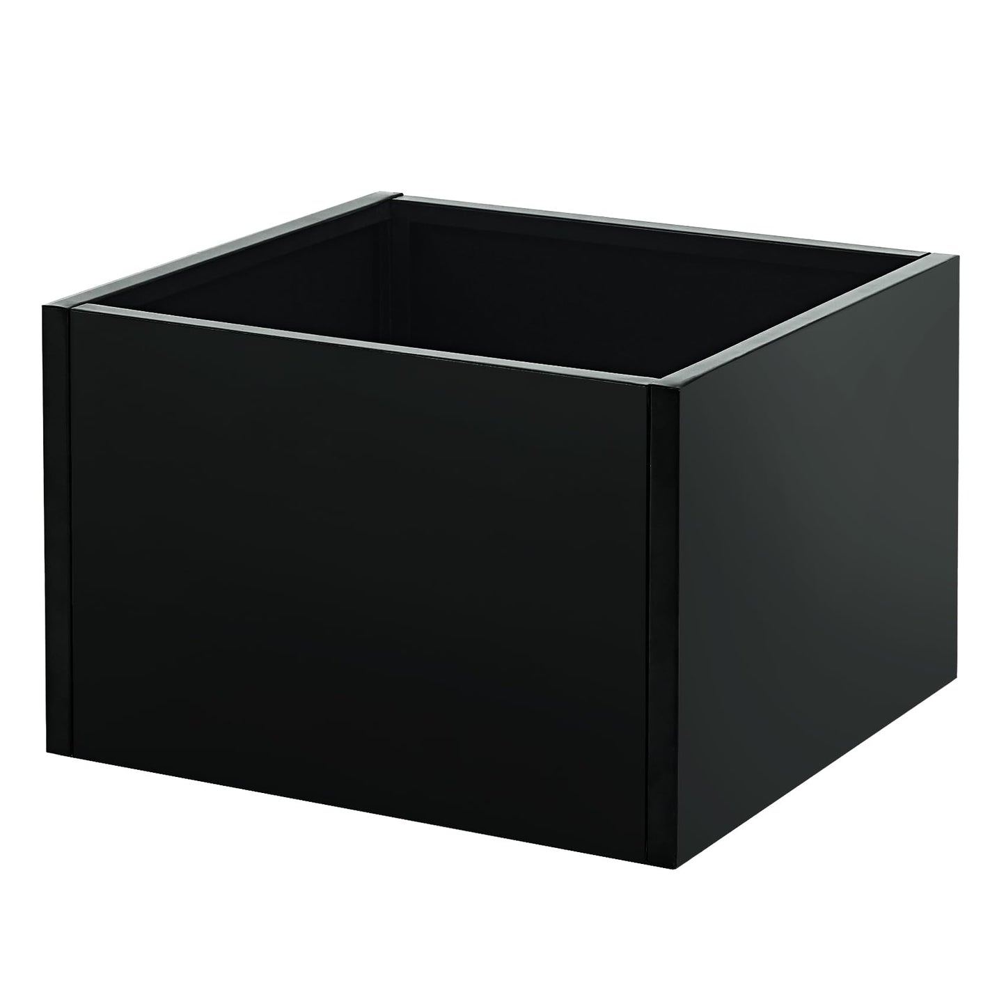 Garvee Square Metal Planter Box with Drainage Holes, 18"X18"X12" Heavy Duty Black Steel Outdoor Planter & Raised Garden Bed, Snap-on Assembly for Patio, Balcony, Garden