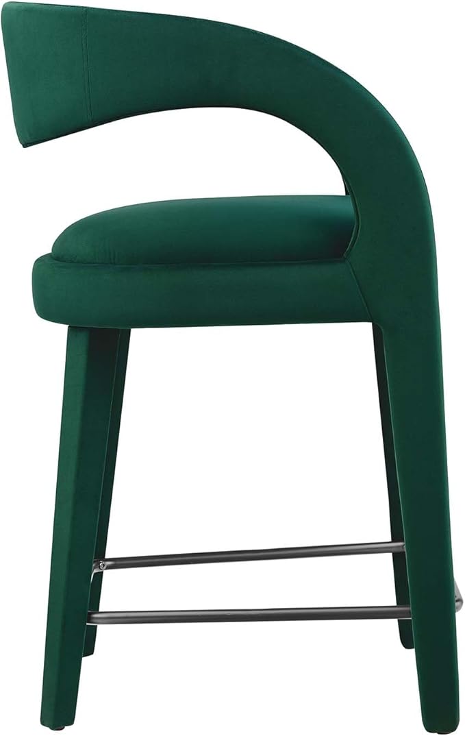Modway EEI-6566-GRN-BLK Pinnacle Performance Velvet Counter Stool Set of Two
