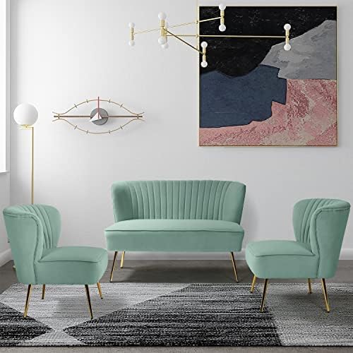 HULALA HOME 3 Piece Velvet Living Room Furniture Set, Modern Comfy Upholstered