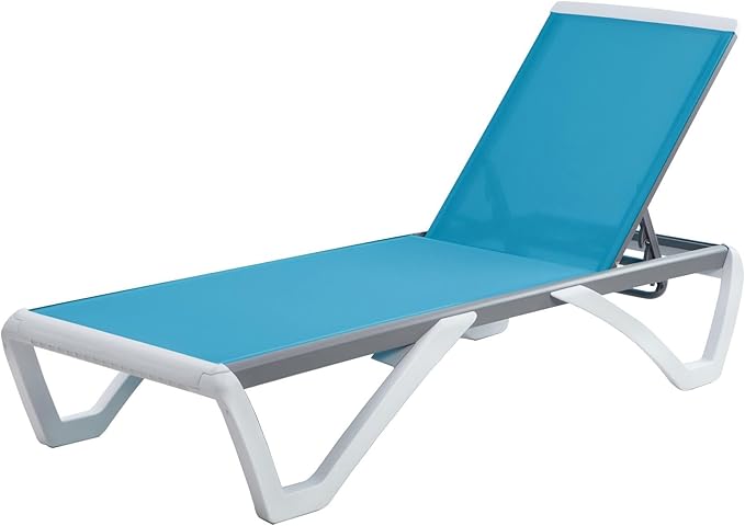 Kozyard Outdoor Chaise Lounge Chair, Fully Flat Adjustable Patio Lounger