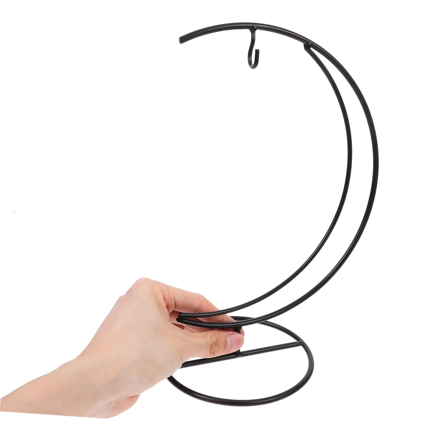 VOSAREA Hanging Glass Globe Holder Stand for Air Plants Sturdy Structure Moon-shaped Design Decorative Terrarium Display for Decor