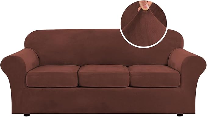 H.VERSAILTEX Modern Velvet Plush 4 Piece High Stretch Sofa Slipcover Sofa Cover