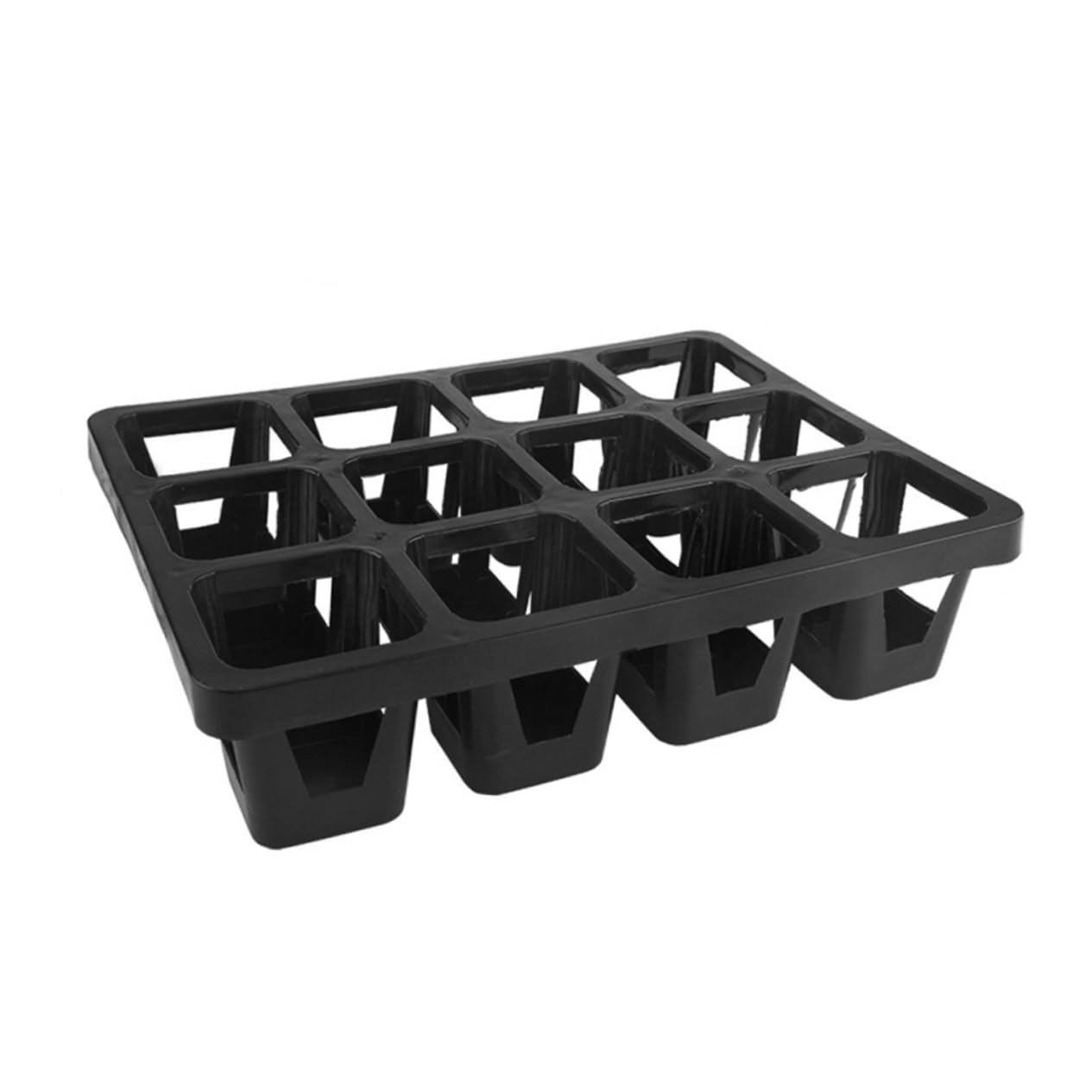 MERRYHAPY 3pcs Plastic Flowerpot Tray with Compartments Breathable Water-Storing Succulent Holder Bracket for Indoor Plants Planter Support Black