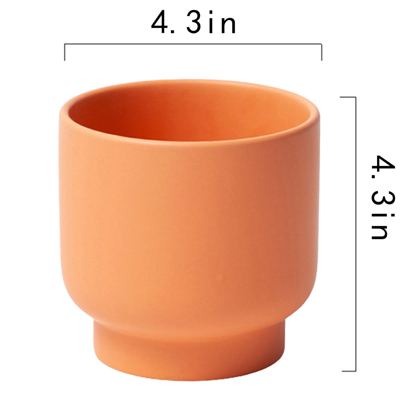 LB Orange Ceramic Planters for Indoor Plants, Succulent Plant Pots Ceramic Flower Pots, Modern Plant Pot for Living Room Office Home Decor, Round Flower Pot of 4.3 Inch(Plant Not Included)
