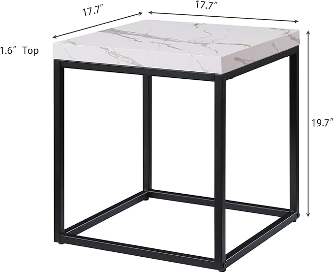 CENSI 18-Inch Marble Accent End Table/Side Table
