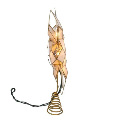 Kurt Adler 11.75-Inch UL 10-Light Gold Tin Double Point Capiz Star Treetop
