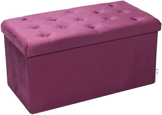 B FSOBEIIALEO Folding Storage Ottoman, Long Ottomans Shoes Bench, Velvet