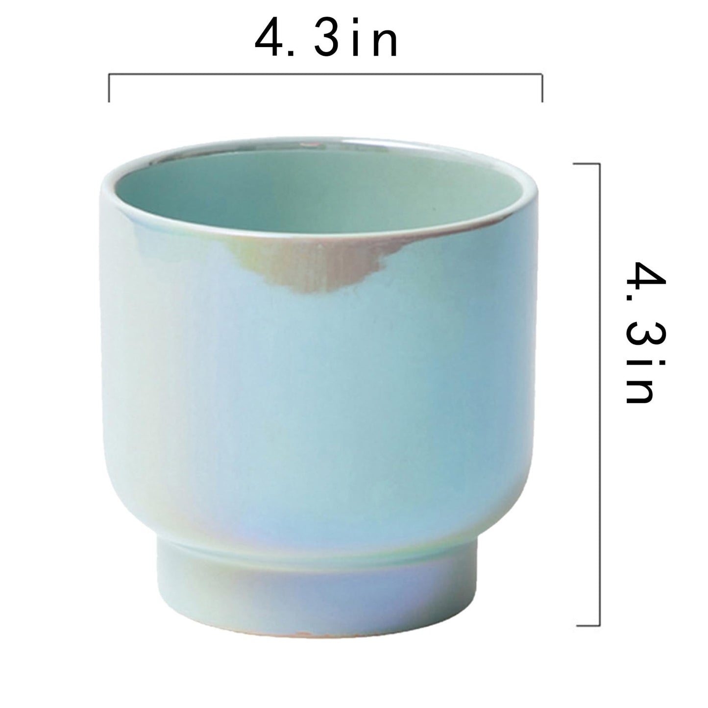 LB Blue Ceramic Planters for Indoor Plants, Succulent Plant Pots Ceramic Plant Pot, Modern Flower Pots for Living Room Office Home Decor, Round Flower Pot of 4.3 Inch(Plant Not Included)