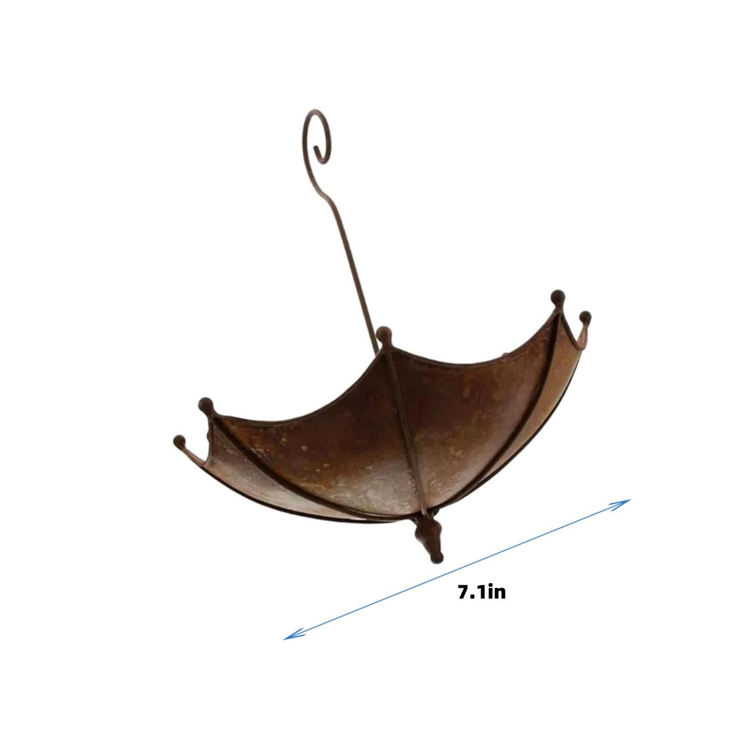 Hanging Bird Feeder Tray Bird Bath for Outdoors, Umbrella Shaped Wild Bird Feeders Tray for Bath, Hummingbird Feeder for Outside, Metal and Water Bowl, Garden Backyard Decor, Brown