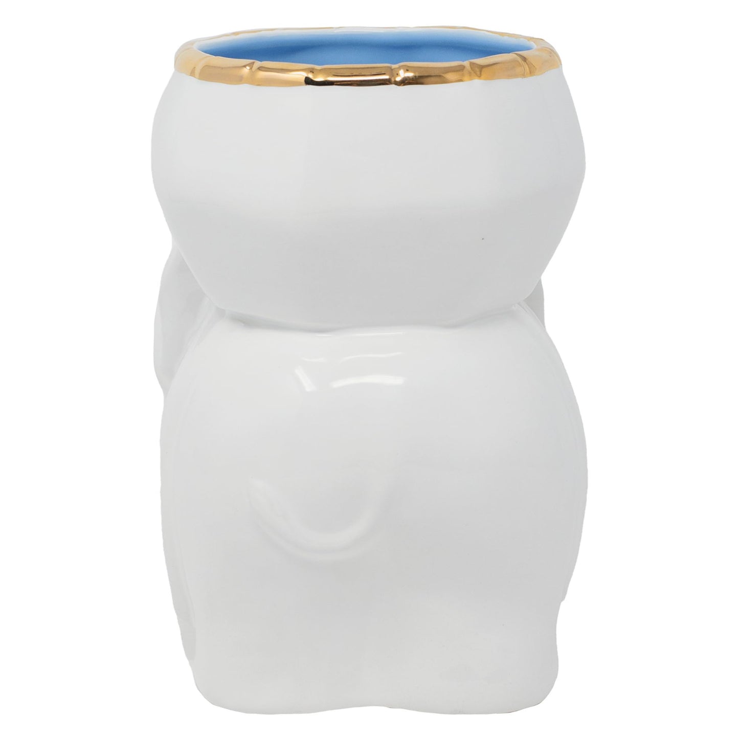 Lilly Pulitzer Small Elephant Shaped Cachepot Planter for Indoor Plants, Ceramic Pot with Gold Accents (Coconut)