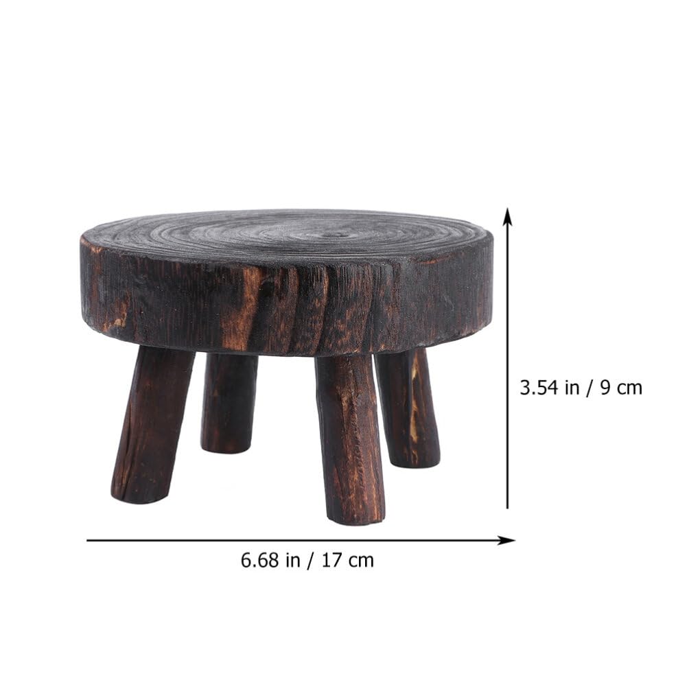 Cabilock Solid Wood Flowerpot Rack 6.69X6.69X3.54 Inch Indoor Plant Stand Decorative Rack for Balcony Garden Living Room with Rustic Natural Finish
