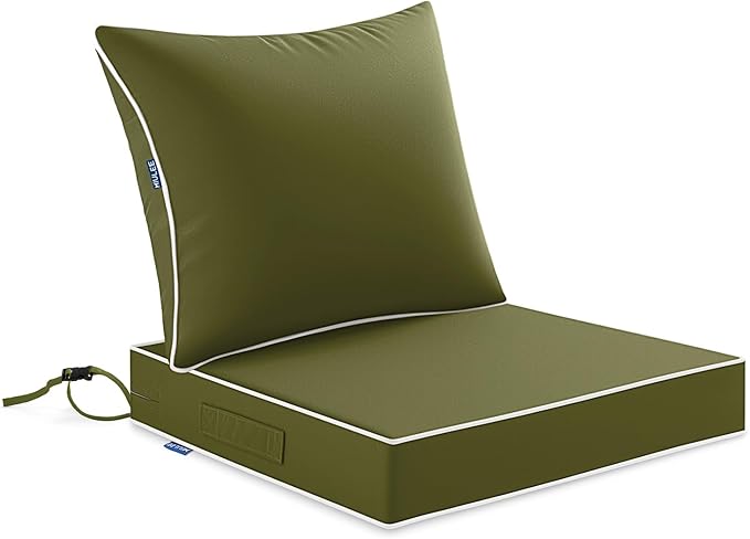 MIULEE Dark Green Outdoor Seat Cushion 24x24 Inch Waterproof & 3 Year Fade