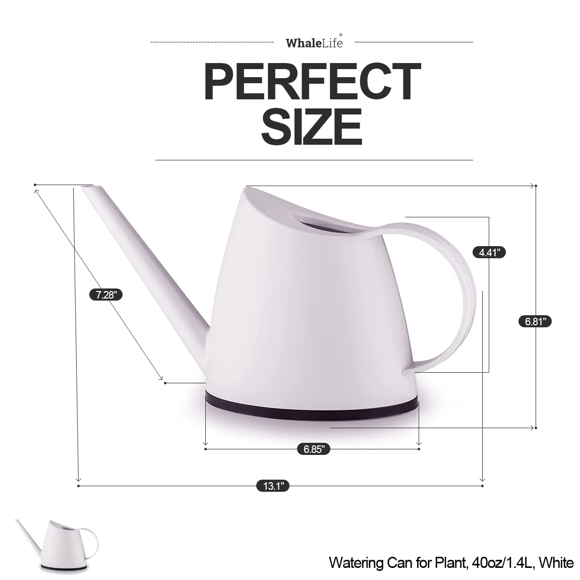 WhaleLife Indoor Watering Can for House Bonsai Plants (1.4L, White)