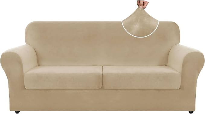 ZNSAYOTX Oversized Velvet 3 Piece Couch Cover