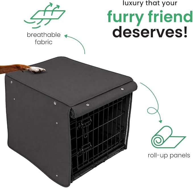 Molly Mutt I'm a Realist Dog Crate Cover, 100% Cotton Canvas Cover with 2 Roll-Up Panels, Ideal for Dog or Cat Crate, Durable, Washable, and Free of Harmful Chemicals, 54" x 37" x 45"
