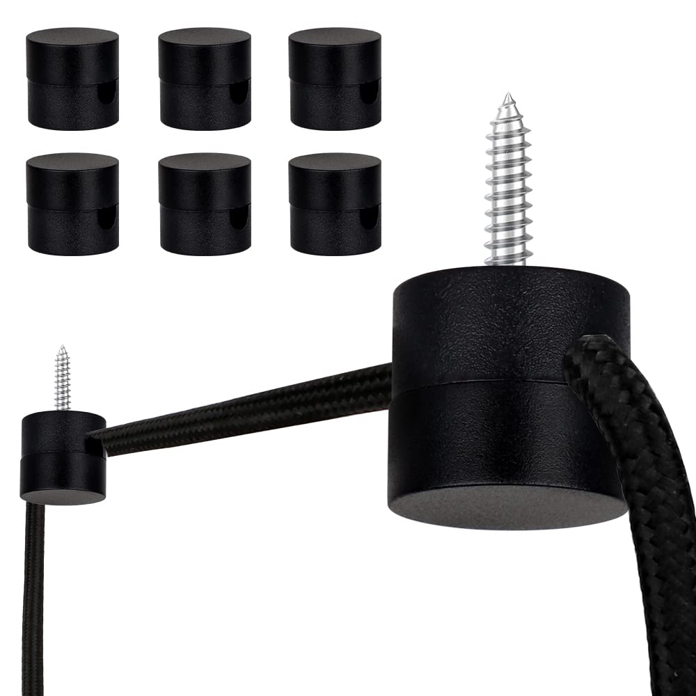 Zevnico 6 Pack Swag Hooks for Ceiling Light, Black Pendant Light Hanging Hook, DIY Lamp Hanging Electric Wire Cable Cord Chandelier Fixture Hardware Wall Hook
