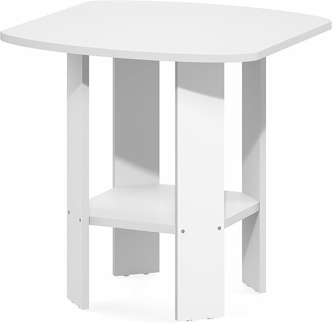 Furinno Simple Design Side Table, 2-Tier Square Modern End Table, Open Shelves