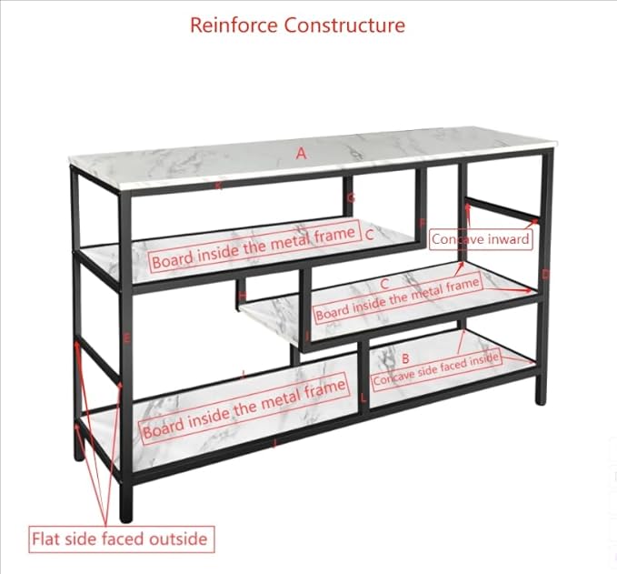 AT-VALY Console Table with Storage Shelves, Sofa Table Entryway Table with Faux