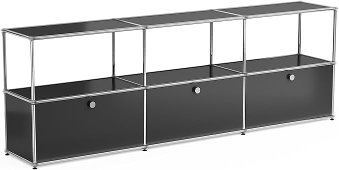 Modern Storage Cabinet Black G Versatile Free-Standing Organizer
