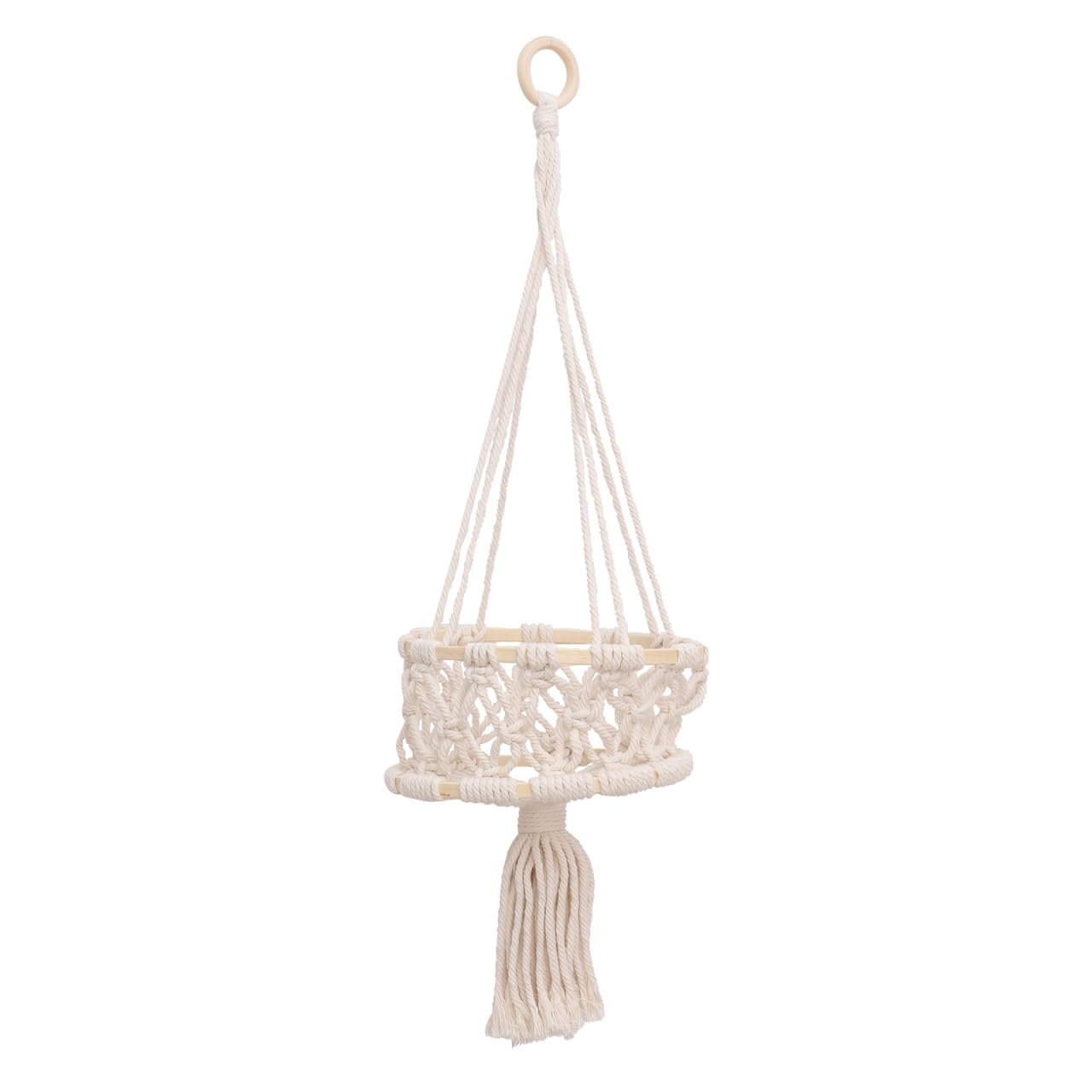 Cabilock Handwoven Cotton Rope Plant Hanging Holder Single Indoor Basket Decor for Wall Ornament Woven Rope Flower Pot for Home and Wedding Decoration