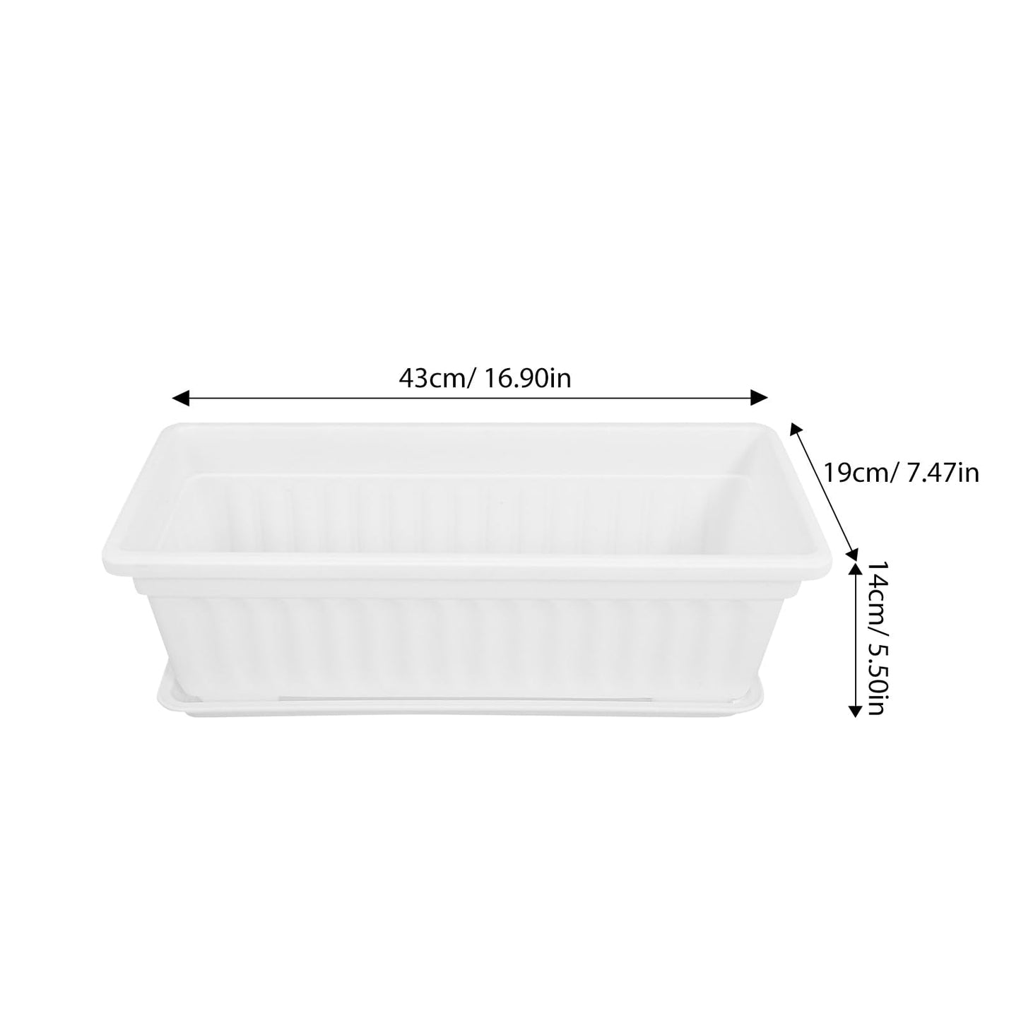 Healvian Rectangular Plastic Planter Pot 2 Pack with Drainage Saucers 5.5X7.4X5.5 Inches Indoor Outdoor Garden Vegetable Succulent Flower Box