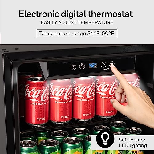 Honeywell Beverage Refrigerator and Cooler, 115 Can Mini Fridge with Glass Door for Soda Beer or Wine for Office or Bar with Adjustable Removable Shelving, Commercial Grade