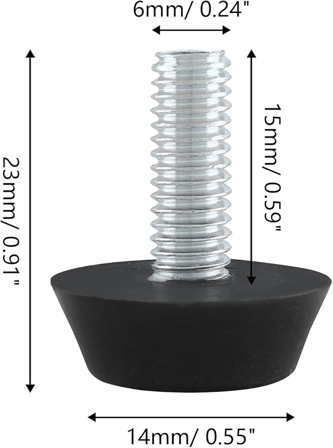 Zorfeter 30 Pcs Screw in Threaded Furniture Adjustable Levelers, M6 Leveling